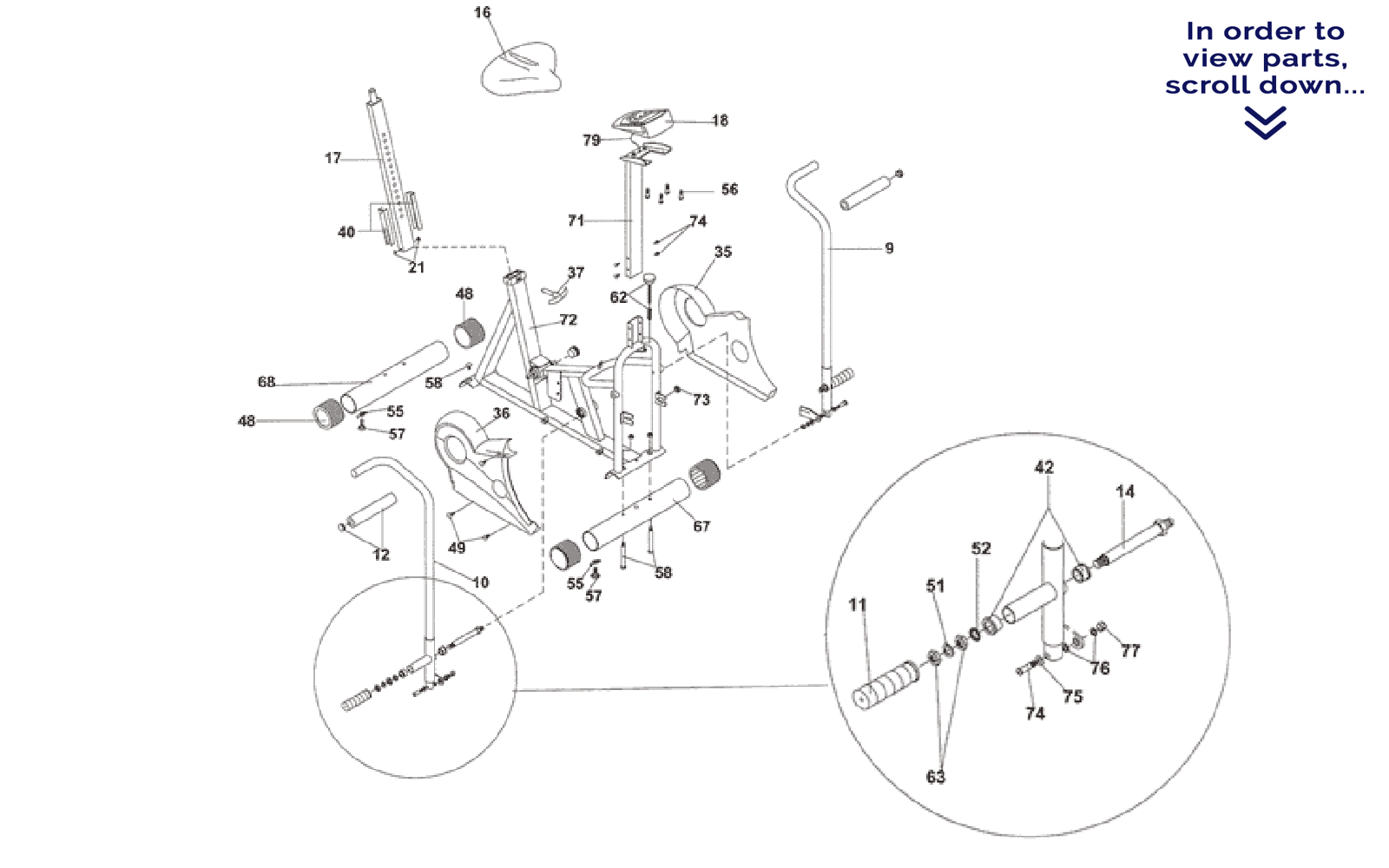 Main Frame & Pivot Arm Parts diagram