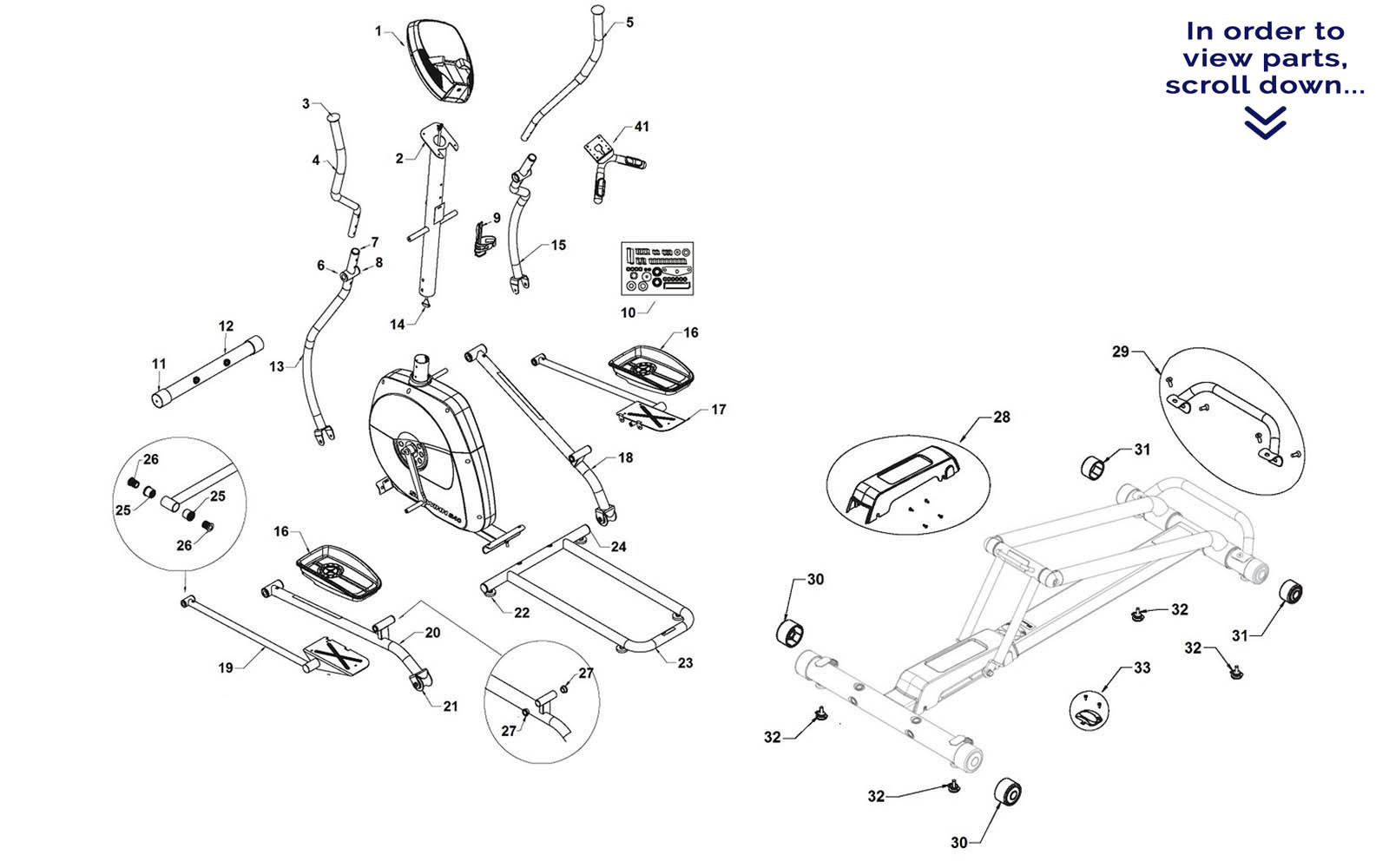 Schwinn A40 Elliptical Repair Parts diagram